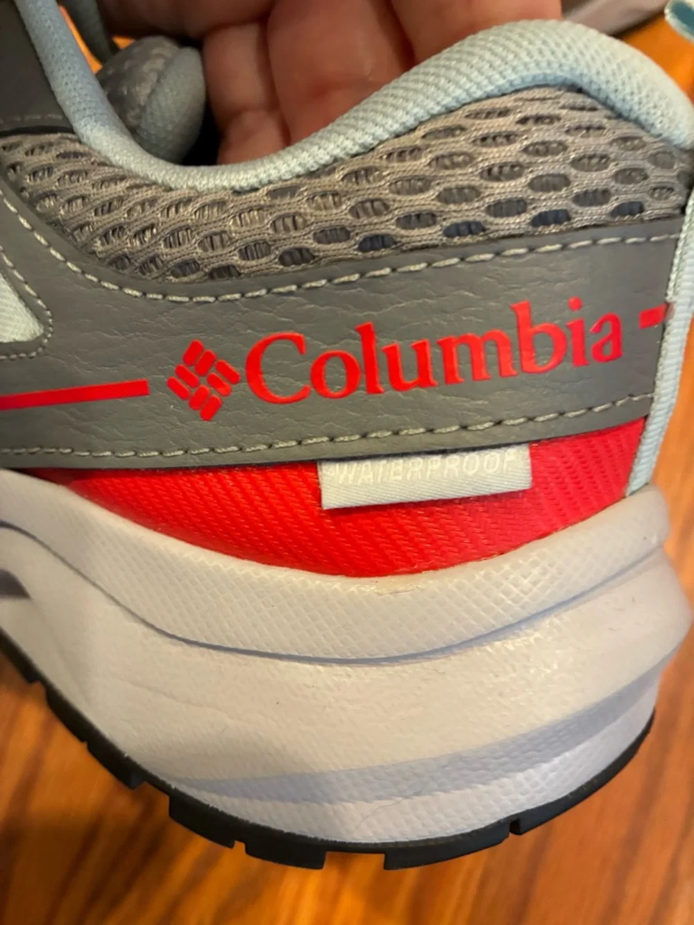 Columbia Women’s Waterproof Trail Sneakers Gray Red Mesh Hiking Shoes Size 8.5 - Picture 10 of 11